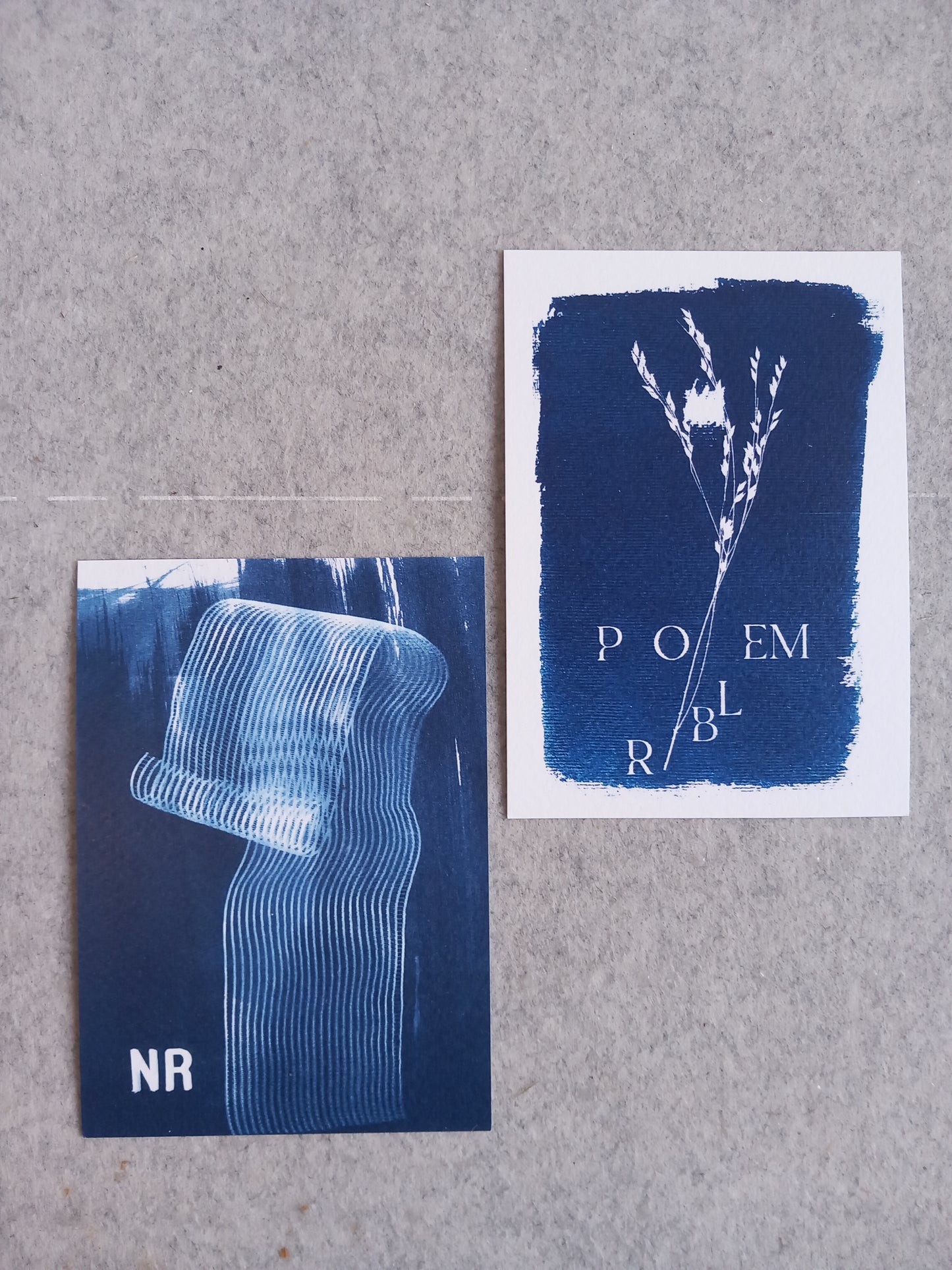 Set of 2 Cards Cyanotype
