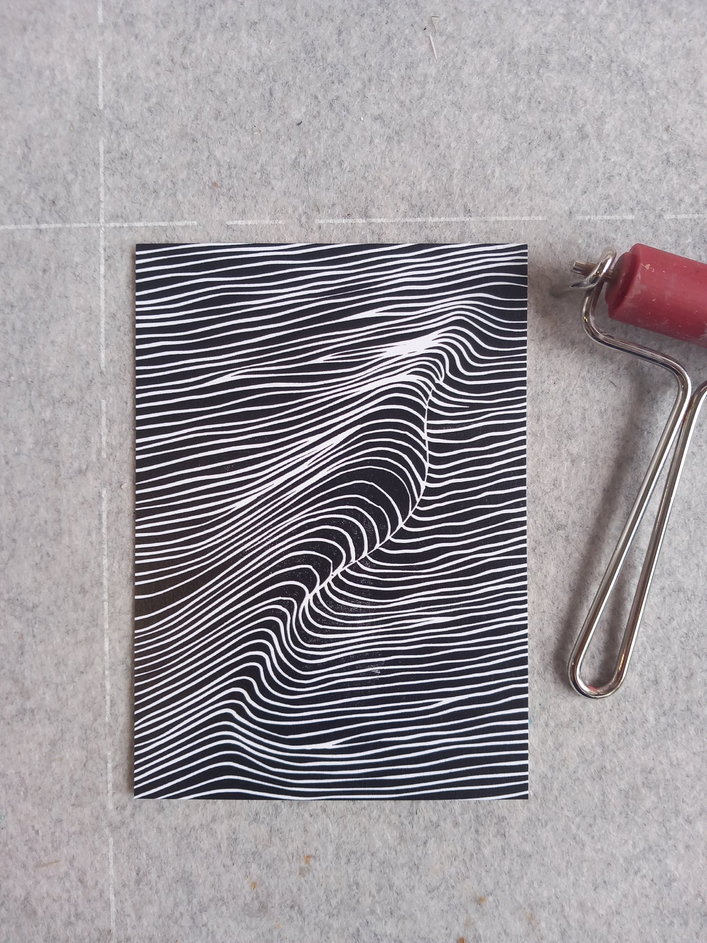 Lines Pattern Linocut Art Card