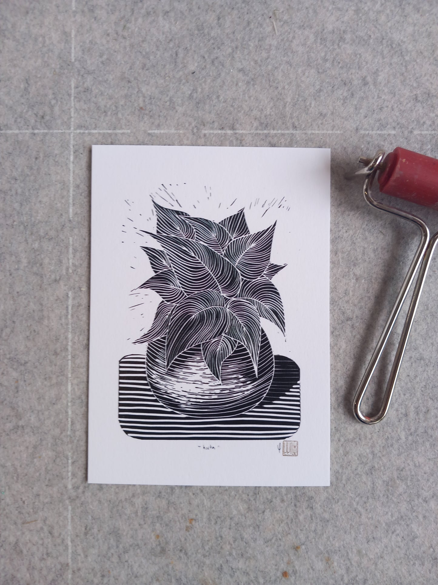 Hosta Linocut Art Card